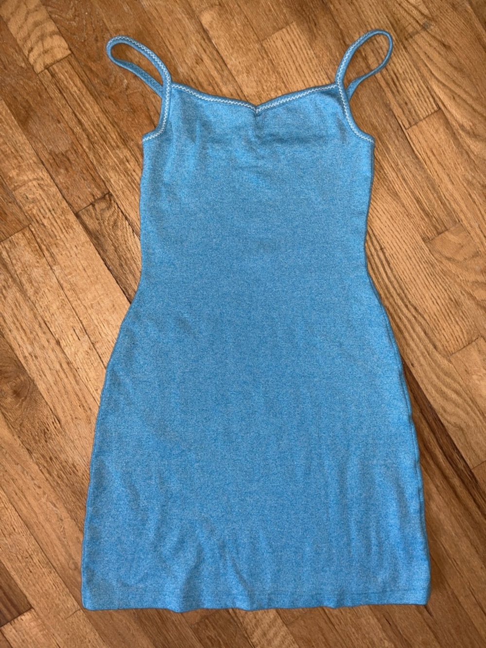 Guess Blue Heather Spaghetti-Strap Fitted Dress